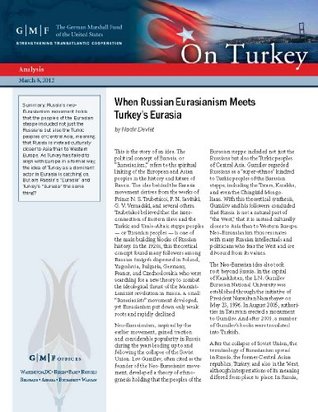 Download When Russian Eurasianism Meets Turkey's Eurasia (On Turkey) - Nadir Devlet | ePub
