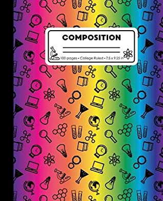 Read Online Composition: College Ruled Writing Notebook, Rainbow Science Pattern Marbled Blank Lined Book -  file in ePub